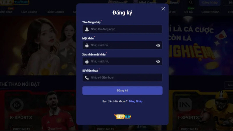 Điền vào đúng form đăng ký tài khoản nhà cái