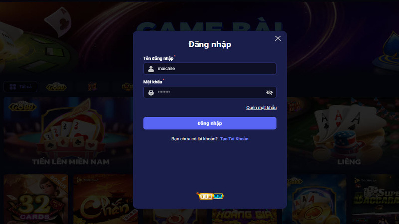 Điền các thông tin đơn giản để đăng nhập nhà cái Tin88